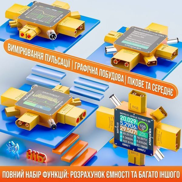 Цифровий тестер-аналізатор потужності Atorch XT369P 50A 4000W Bluetooth XT369P фото
