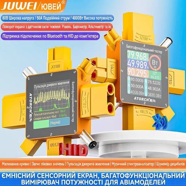 Цифровий тестер-аналізатор потужності Atorch XT369P 50A 4000W Bluetooth XT369P фото